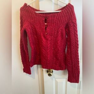 American eagle off the shoulder red sweater